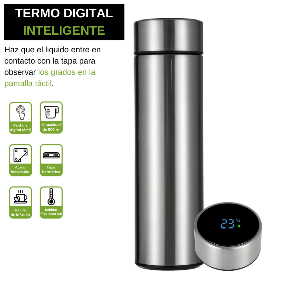 TEC157, TERMO DIGITAL “SMART” ACERO INOXIDABLE AZUL