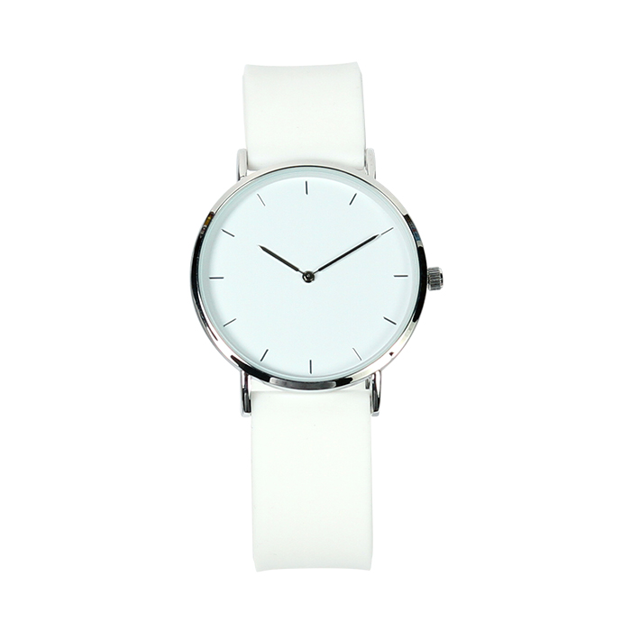 RP-066, RELOJ DE PULSO UNISEX CON CAJA METALICA Y CORREA DE SILICON, COLORES: BLANCO Y GRIS.