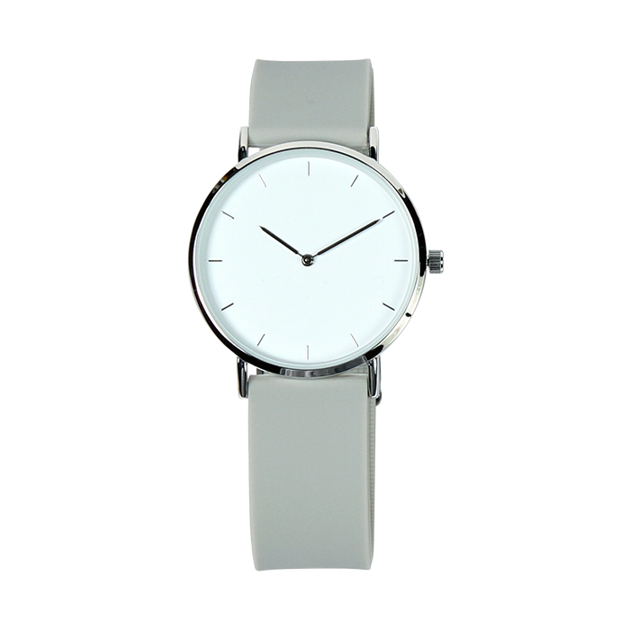 RP-066, RELOJ DE PULSO UNISEX CON CAJA METALICA Y CORREA DE SILICON, COLORES: BLANCO Y GRIS.